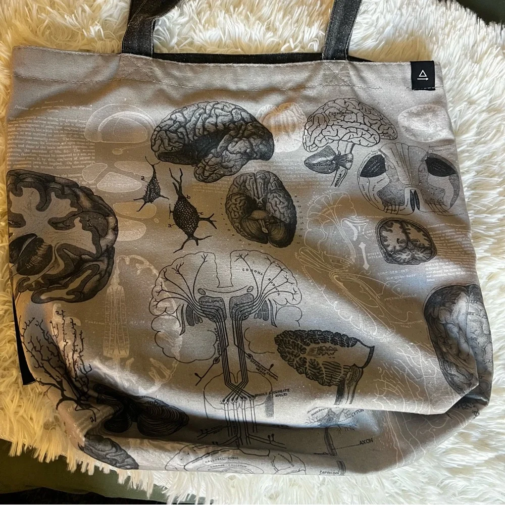 Cognitive Surplus neuroscience science brain anatomy canvas tote bag - Picture 2 of 6